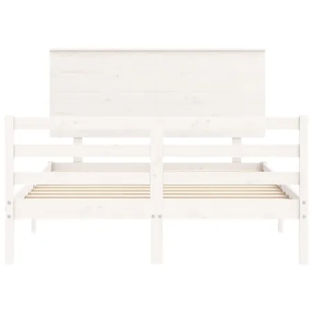 Cadre de lit sans matelas blanc 140x190 cm bois massif