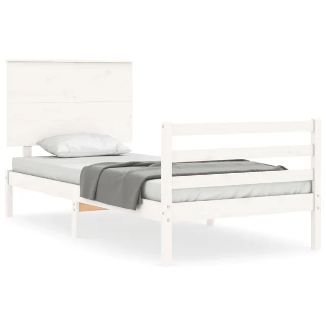 Cadre de lit sans matelas blanc 90x200 cm bois massif