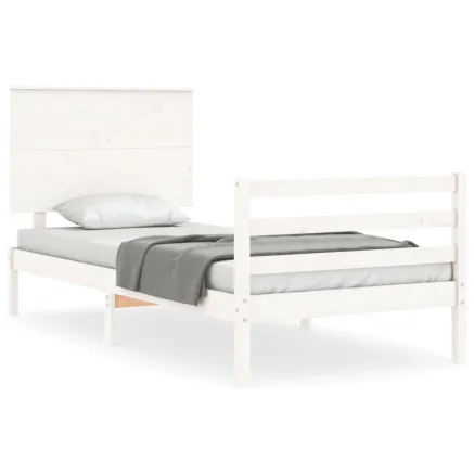 Cadre de lit sans matelas blanc 100x200 cm bois massif 2