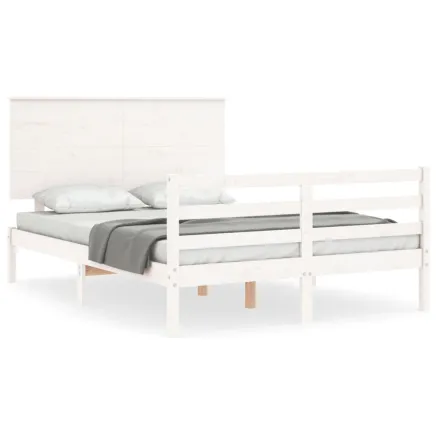 Cadre de lit sans matelas blanc 140x200 cm bois massif 2