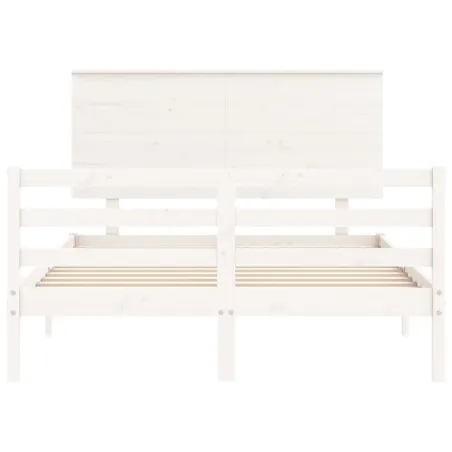 Cadre de lit sans matelas blanc 140x200 cm bois massif