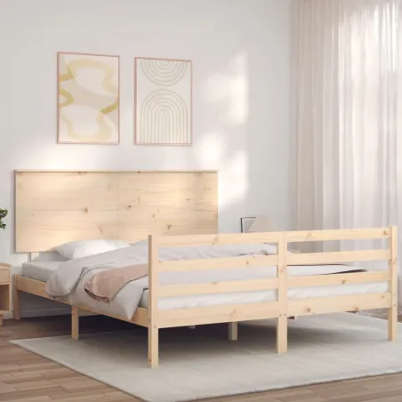 Cadre de lit sans matelas 160x200 cm bois massif