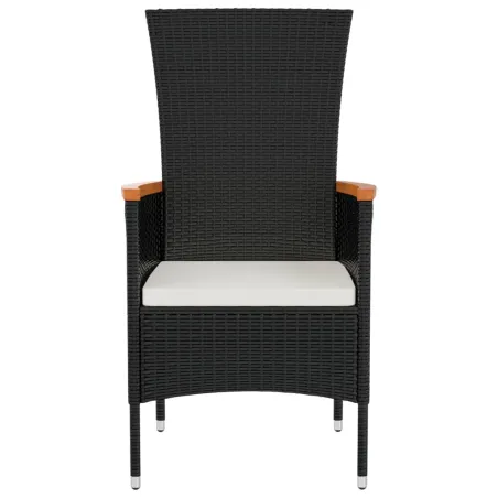 Chaises de jardin lot de 2 avec coussins Résine tressée Noir