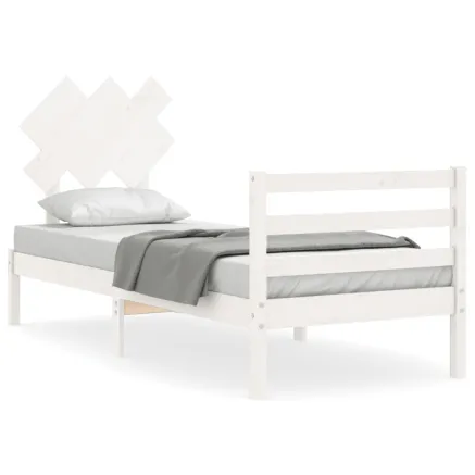 Cadre de lit sans matelas blanc bois massif 2