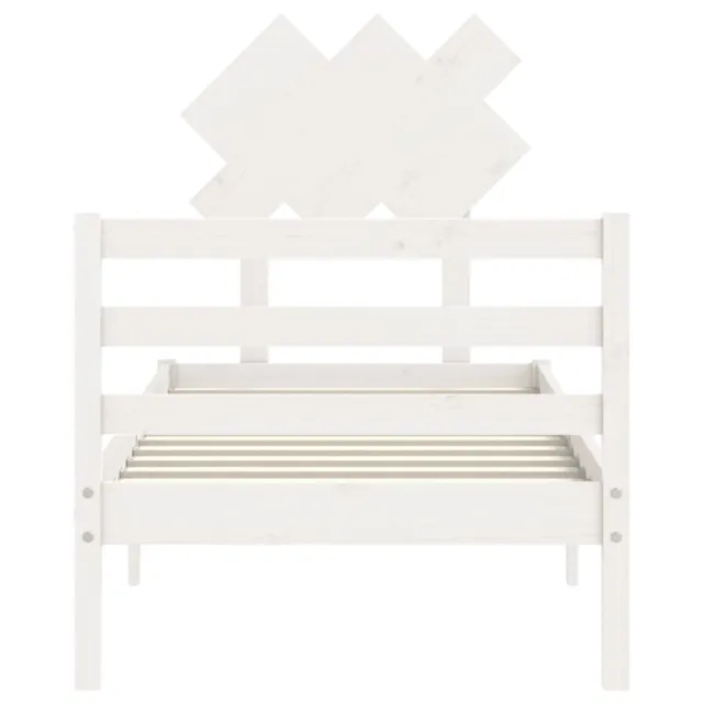 Cadre de lit sans matelas blanc bois massif