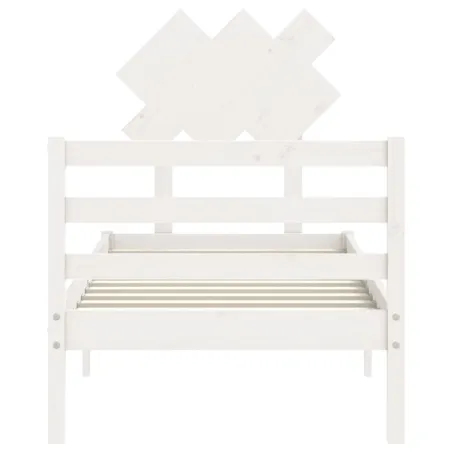 Cadre de lit sans matelas blanc bois massif