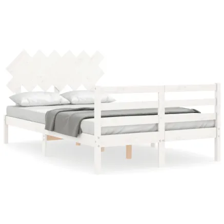 Cadre de lit sans matelas blanc bois massif 2