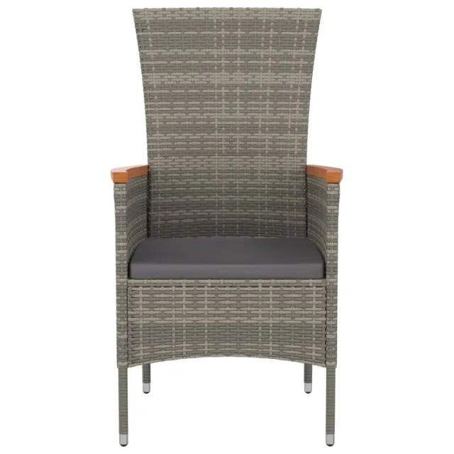 Chaises de jardin avec coussins lot de 2 Résine tressée Gris