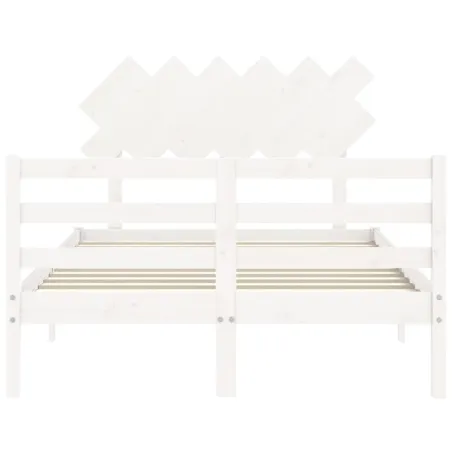 Cadre de lit sans matelas blanc bois massif