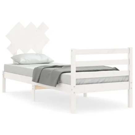 Cadre de lit sans matelas blanc 90x200 cm bois massif 2
