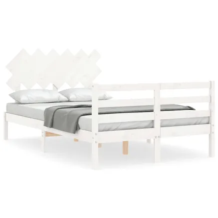 Cadre de lit sans matelas blanc 120x200 cm bois massif 2