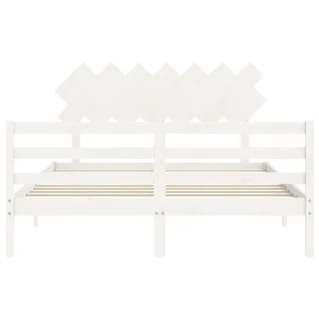 Cadre de lit sans matelas blanc 140x200 cm bois massif