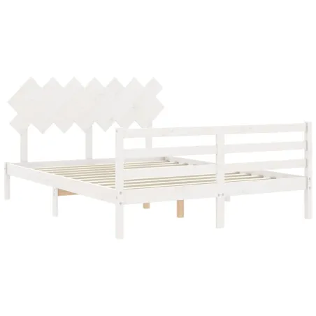 Cadre de lit sans matelas blanc bois de pin massif