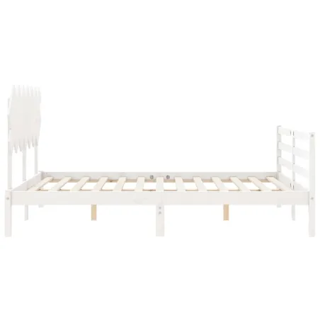 Cadre de lit sans matelas blanc bois de pin massif
