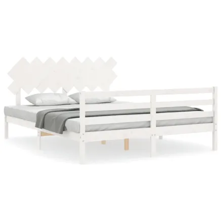 Cadre de lit sans matelas blanc 160x200 cm bois massif 2