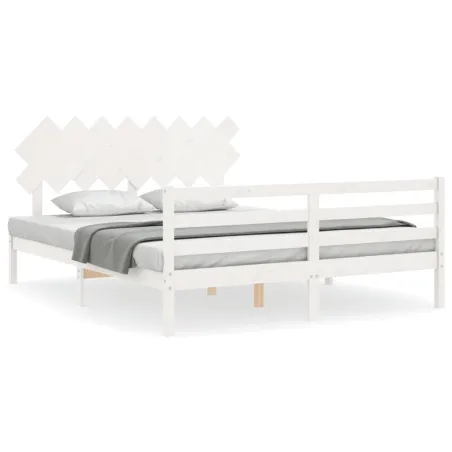 Cadre de lit sans matelas blanc 160x200 cm bois massif