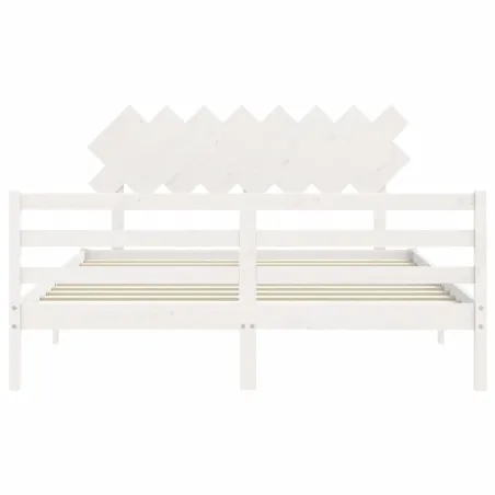 Cadre de lit sans matelas blanc 160x200 cm bois massif