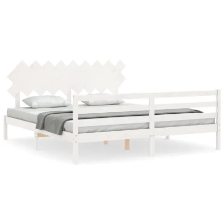Cadre de lit sans matelas blanc bois massif 2