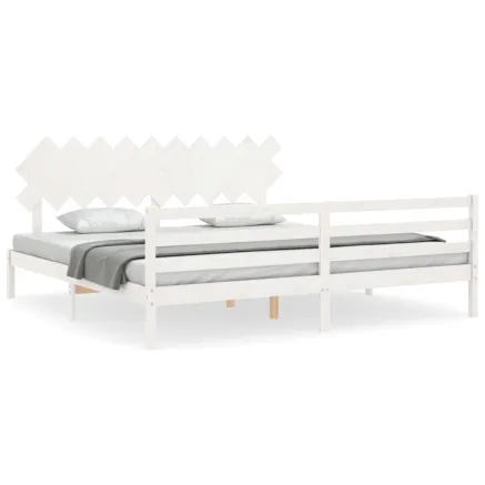Cadre de lit sans matelas blanc 200x200 cm bois massif 2