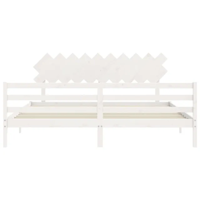 Cadre de lit sans matelas blanc 200x200 cm bois massif