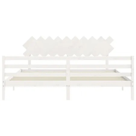 Cadre de lit sans matelas blanc 200x200 cm bois massif
