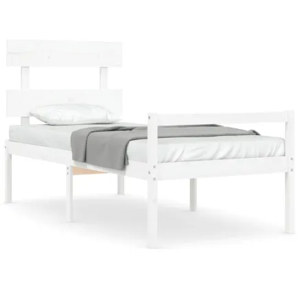 Lit pour personne âgée sans matelas blanc bois massif 2