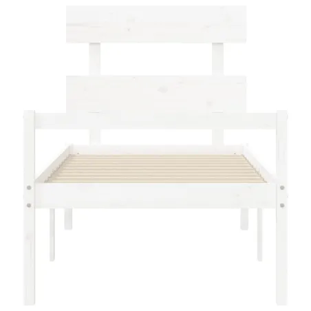 Lit pour personne âgée sans matelas blanc bois massif