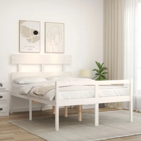 Lit pour personne âgée sans matelas blanc bois massif