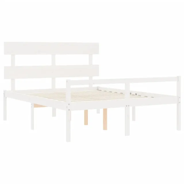 Lit pour personne âgée sans matelas blanc 160x200cm bois massif
