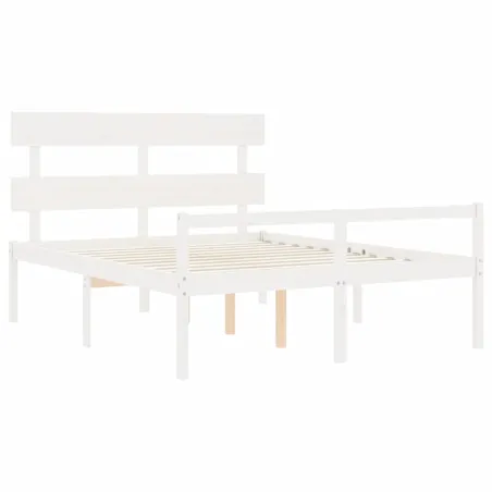 Lit pour personne âgée sans matelas blanc 160x200cm bois massif