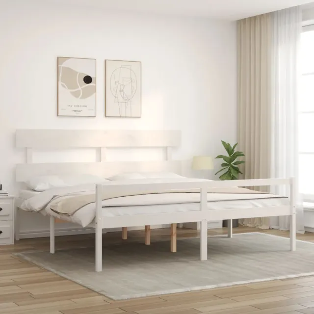Lit pour personne âgée sans matelas blanc 200x200cm bois massif