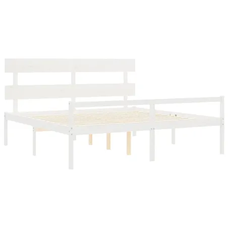 Lit pour personne âgée sans matelas blanc 200x200cm bois massif