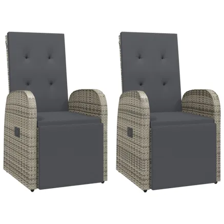 Chaises de jardin inclinables coussins lot de 2 Résine tressée 2