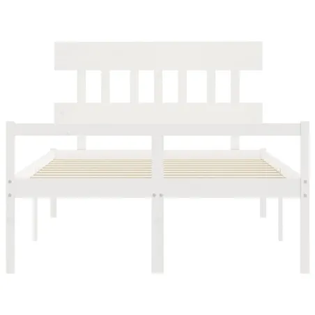 Lit pour personne âgée sans matelas blanc 140x190cm bois massif