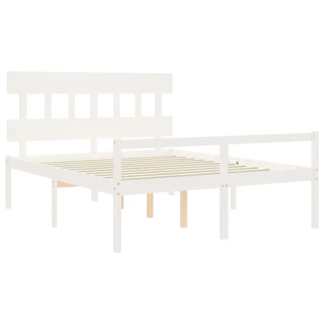 Lit pour personne âgée sans matelas blanc 160x200cm bois massif