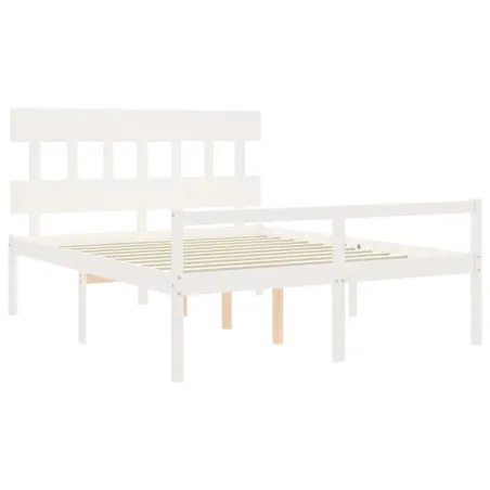 Lit pour personne âgée sans matelas blanc 160x200cm bois massif