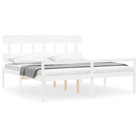 Lit pour personne âgée sans matelas blanc 200x200cm bois massif