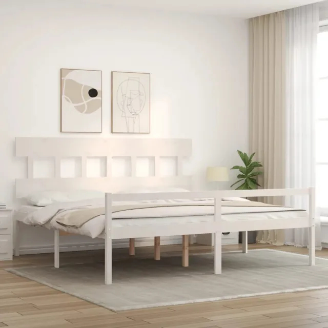 Lit pour personne âgée sans matelas blanc 200x200cm bois massif