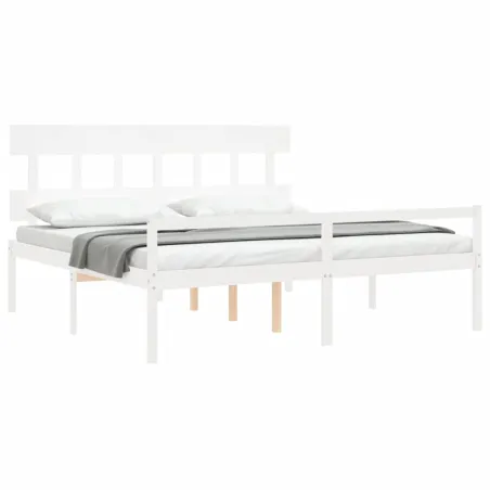 Lit pour personne âgée sans matelas blanc 200x200cm bois massif
