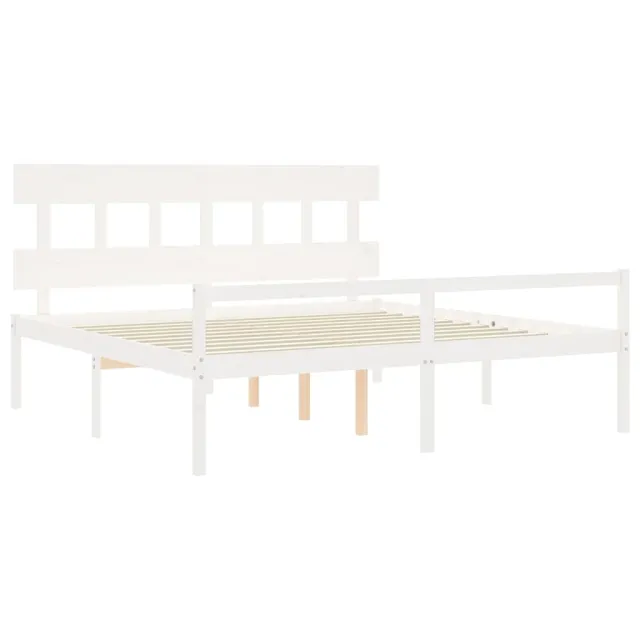 Lit pour personne âgée sans matelas blanc 200x200cm bois massif