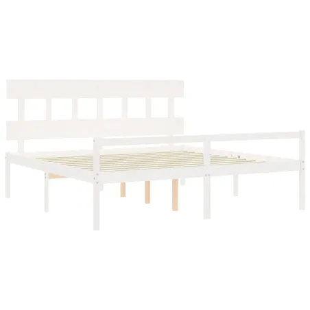 Lit pour personne âgée sans matelas blanc 200x200cm bois massif