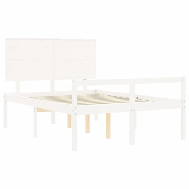 Lit pour personne âgée sans matelas blanc 140x190cm bois massif