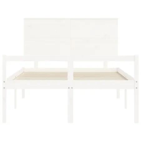 Lit pour personne âgée sans matelas blanc 140x190cm bois massif