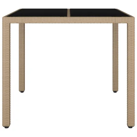 Table de jardin plateau en verre Résine tressée verre trempé