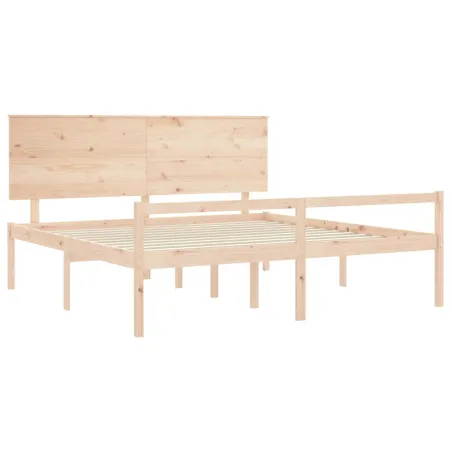 Lit pour personne âgée et tête de lit 200x200 cm bois massif