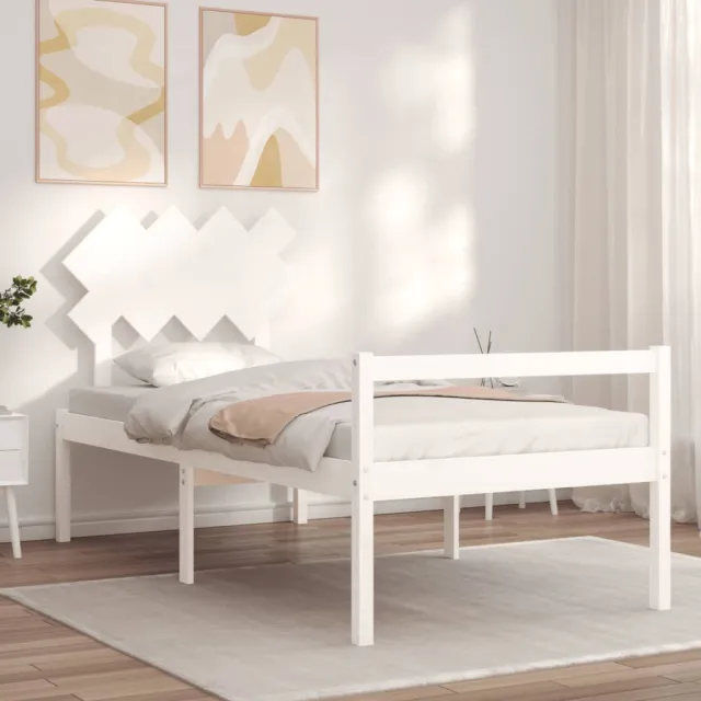 Lit pour personne âgée sans matelas blanc bois massif