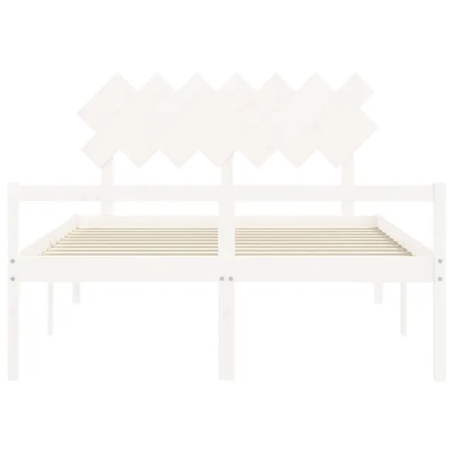 Lit pour personne âgée sans matelas blanc 140x190cm bois massif