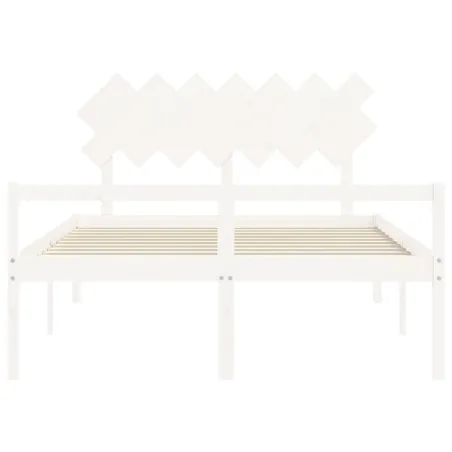 Lit pour personne âgée sans matelas blanc 140x190cm bois massif