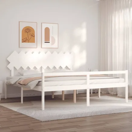 Lit pour personne âgée sans matelas blanc 200x200cm bois massif