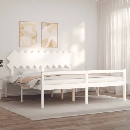 Lit pour personne âgée sans matelas blanc 200x200cm bois massif